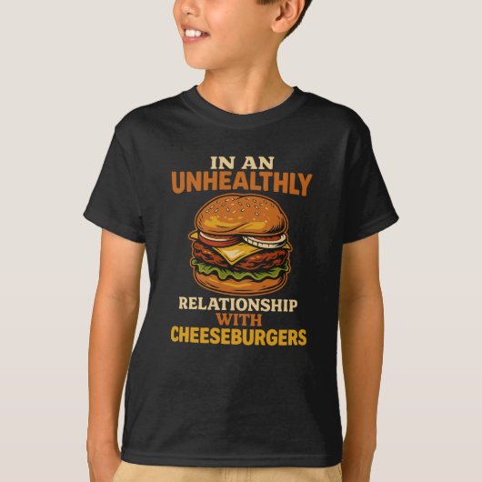 T-shirt Drôle Cheeseburger relation de mangeur avec Burger (Devant)
