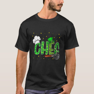T-shirt Drôle Chef Jobs St Patrick Day Leopard Plaid