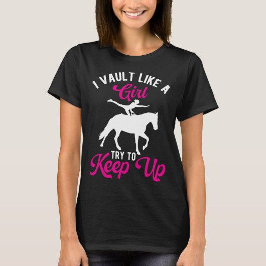 T-shirt Drôle Cheval Equestre Voûte de filles coffre comme (Devant)