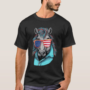 T-shirt Drôle Cheval Porte Des Lunettes De Soleil Avec Ame