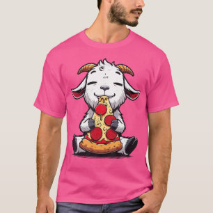 T-shirt Drôle Chèvre Manger Pizza Graphisme Garçons Filles