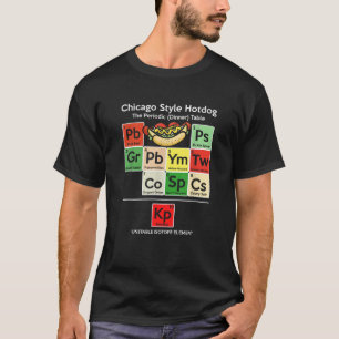T-shirt Drôle Chicago Style Hot Dog Dîner Périodique Table
