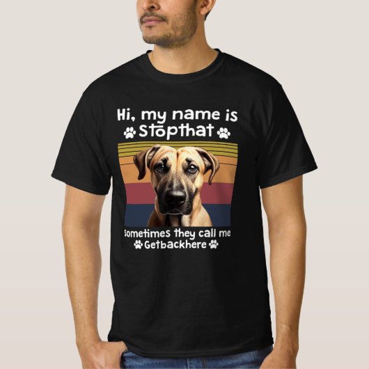 T-shirt Drôle Chien à la Bouche Noire Dit (Devant)