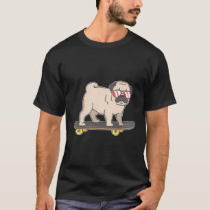 T-shirt Drôle Chien Carlin Avec Lunettes De Soleil Sur Ska
