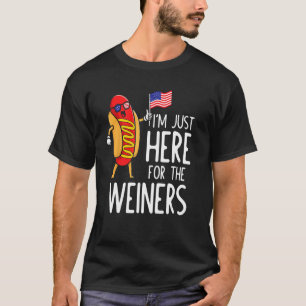 T-shirt Drôle Chien Chaud Je suis juste ici pour les Wiene