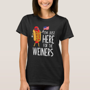 T-shirt Drôle Chien Chaud Je suis juste ici pour les Wiene