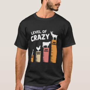 T-shirt Drôle Chien Chicken Vache et chèvre niveau fou Fem