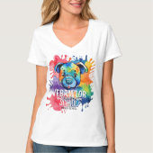 T-shirt Drôle chien coloré aquarelle (Devant)