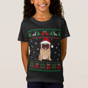 T-Shirt Drôle chien de Carlin Santa Hat Noël laide pull pu