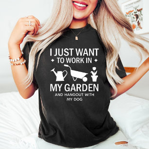 T-shirt Drôle chien et jardinage Lover Noir