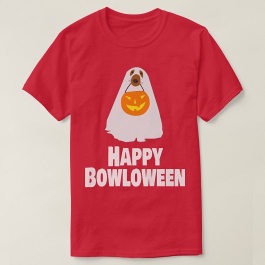 T-shirt Drôle Chien Halloween Ghost Costume Happy Bowlowee (Design devant)