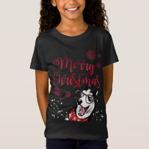 T-Shirt Drôle Chien Husky Vilain Noël Joyeux Noël
