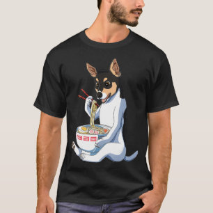 T-shirt Drôle chien japonais Kawaii Ramen Rat Terrier