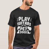 T-shirt Drôle Chien Jouer Guitares Chiens de compagnie Gui (Devant)