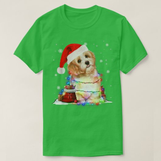 T-shirt Drôle Chien maltais feux de Noël Noël Noël Noël No (Design devant)