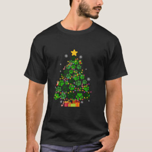 T-shirt Drôle Chien Pâtes de chat Noël Arbre de Noël Lumiè