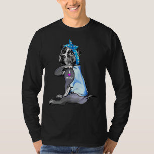 T-shirt Drôle Chien Pitbull I Love Maman Tattoo