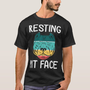 T-shirt Drôle Chien Pitbull Repose Pit Face Vintage