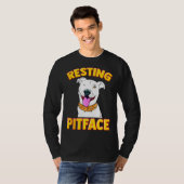 T-shirt Drôle Chien Pitbull Repose Visage Pot Pour Hommes (Devant entier)