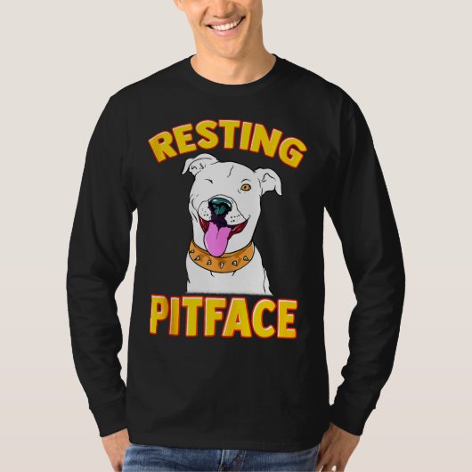 T-shirt Drôle Chien Pitbull Repose Visage Pot Pour Hommes (Devant)
