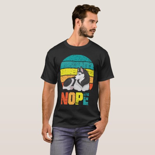 T-shirt Drôle Chien Stubborn Husky Lazy Puppy (Devant entier)
