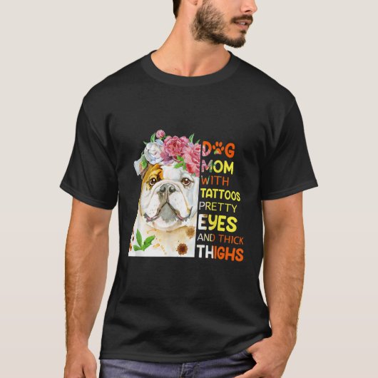 T-shirt Drôle Chien Tatoué Maman T Vêtement Chien Maman Av (Devant)