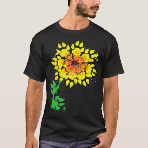 T-shirt Drôle chien tournesol Empreinte de patte Amoureux