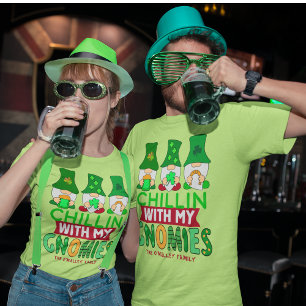 T-shirt Drôle Chillin avec Gnomies St Paddys Day Unisex