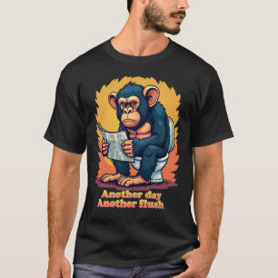 T-shirt Drôle Chimp Toilette Humour Tee