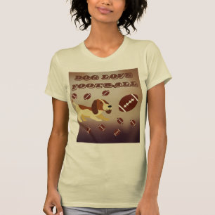 T-shirt Drôle Chiot Brown Jouant Football Femmes