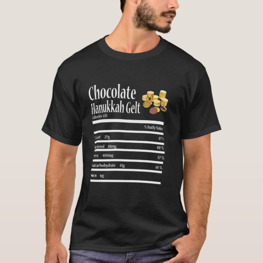 T-shirt Drôle Chocolat Hanoukka Gelt Nutrition Fact Jewis (Devant)