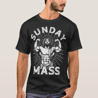 T-shirt Drôle chrétien dimanche Messe Bodybuilder Gym Jesu