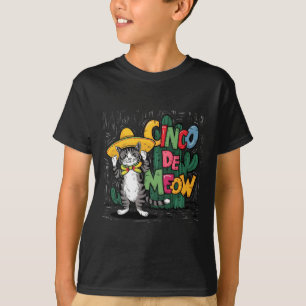 T-shirt Drôle Cinco De Mayo Cat Sombrero Poncho Party Femm