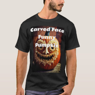 T-shirt Drôle Citrouille sculpté visage Halloween vêtement
