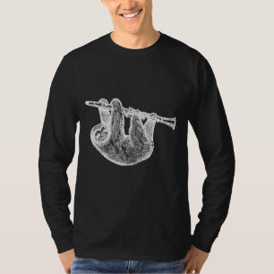 T-shirt Drôle Clarinet Player Sloth Musical
