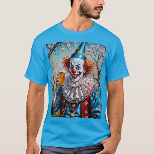 T-shirt Drôle Clown Boire de la bière Bar Tee (Devant)