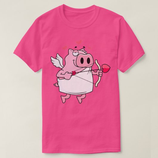 T-shirt Drôle Cochon Cupid Amour Valentines Jour Cochon Lo (Design devant)