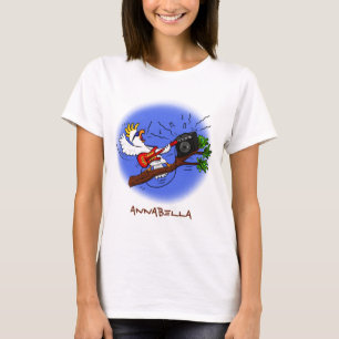 T-shirt Drôle cockatoo jouant de la guitare rock dessin an