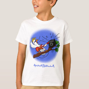 T-shirt Drôle cockatoo jouant de la guitare rock dessin an