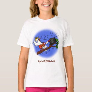 T-shirt Drôle cockatoo jouant de la guitare rock dessin an