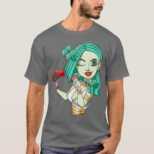 T-shirt Drôle coiffeur mythologie séchoir boucles