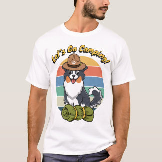 T-shirt Drôle collie chien veut aller camper