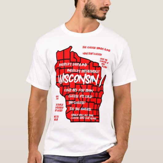 T-shirt Drôle conception de carte Wisconsin (Devant)