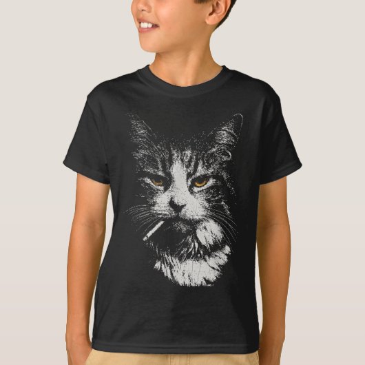 T-shirt Drôle Cool Chat Fumer Mème Drôle Cat Ga (Devant)