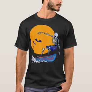 T-shirt Drôle Cool et Déplaisant Surf Squelette Halloween