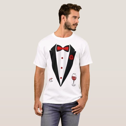 T-shirt Drôle Costume Tuxedo Saint Valentin Formal Tux (Devant entier)