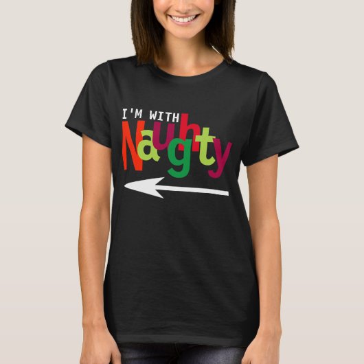 T-shirt Drôle Couple de Noël Matching Naughty & Nice #1 (Devant)