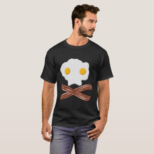 T-shirt drôle crâne bacon et œufs noir