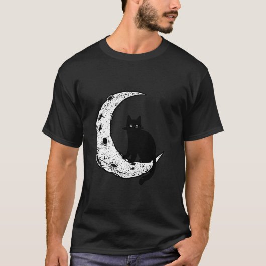 T-shirt Drôle Crescent Lune Et Cat Graphique (Devant)