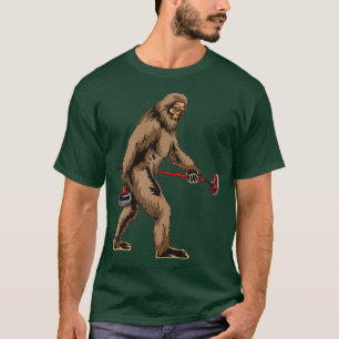 T-shirt Drôle Curling Bigfoot Cadeau Sasquatch Curling Hom